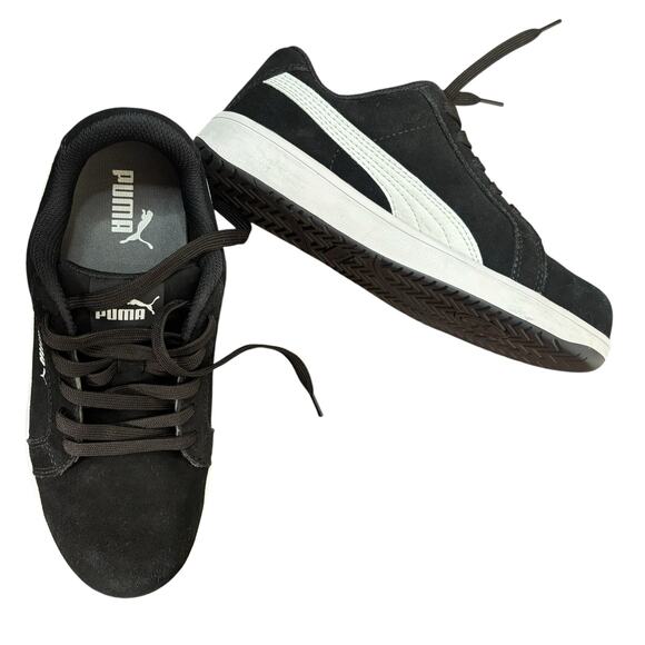 Puma Iconic Suede S1P Low Safety Shoes Size 8 Black Composite Toe Work Sneakers - Picture 2 of 11